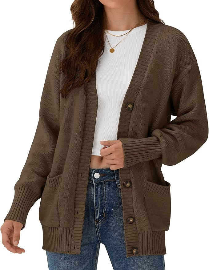 ZAFUL Womens Cardigan Sweaters Chunky Cotton Blended Button Down Clothes Fall Long Sleeve Outfits... | Amazon (US)