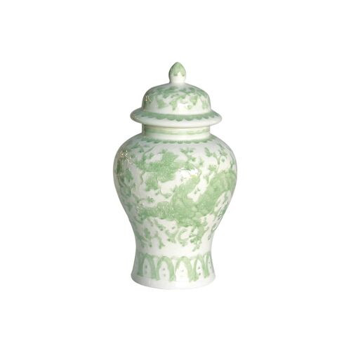19" Dragon Lotus Temple Jar, Green/White | One Kings Lane