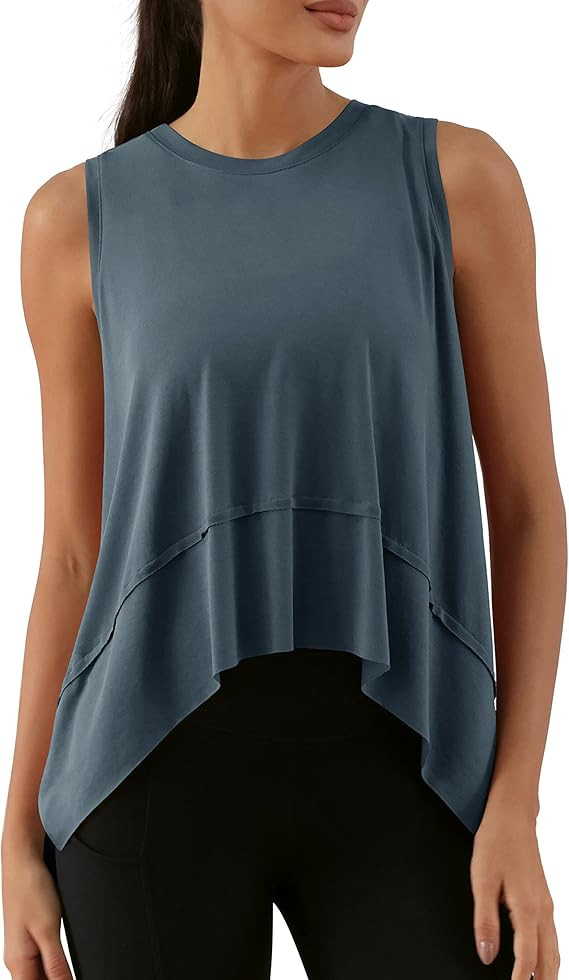 ODODOS Modal Soft Sleeveless Crop Top for Women Athletic Tee Gym Workout Cropped Yoga Tank | Amazon (US)