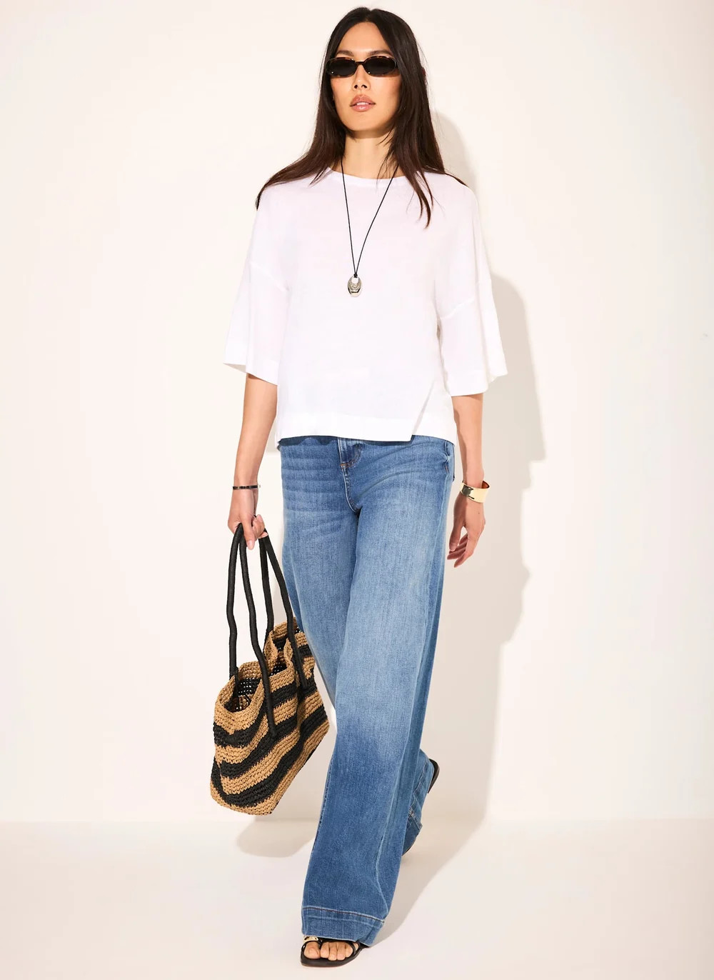 White Linen Blend Boxy T-Shirt | Mint Velvet