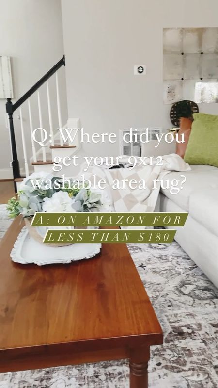 Q: Where did you get your washable area rug? 
 
I’m happy to answer this one because I get this question a lot! 

A: I got it on Amazon and I love it! It’s soft, and is holding up great! 

🚨 As a bonus… today this washable 9x12 area rug is for sale on Amazon! It’s 10% off + there is a $30 off coupon! 