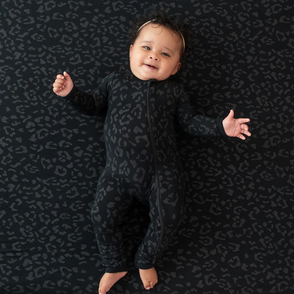 Zippered Romper in Midnight Leopard | Kyte BABY