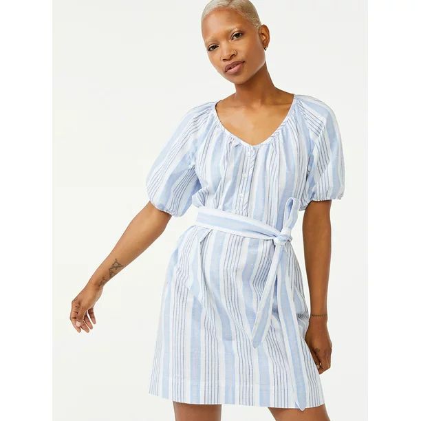 Free Assembly Women's Puff Sleeve Shirtdress - Walmart.com | Walmart (US)