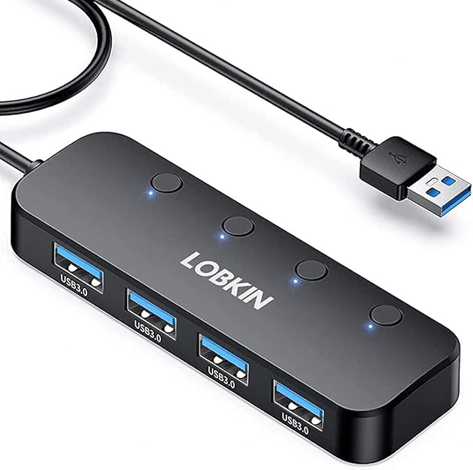 USB Splitter for Laptop LOBKIN 4-Port USB Hub 3.0 with Separate ON Off Swich Slim Multiple Port E... | Amazon (US)