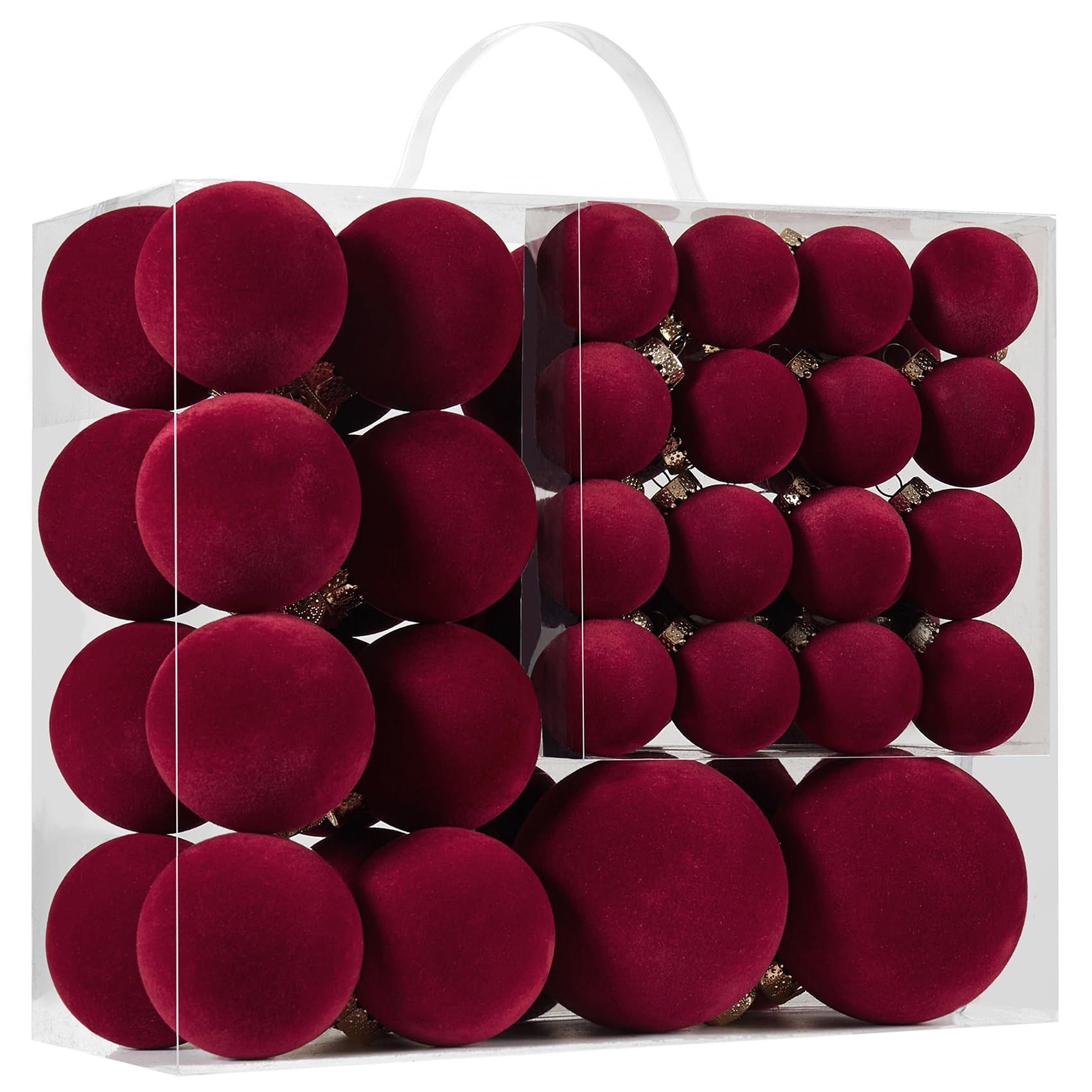 Velvet Christmas Ball Ornaments Set-46pcs Flocked Shatterproof Christmas Tree Decorations Plastic... | Amazon (US)