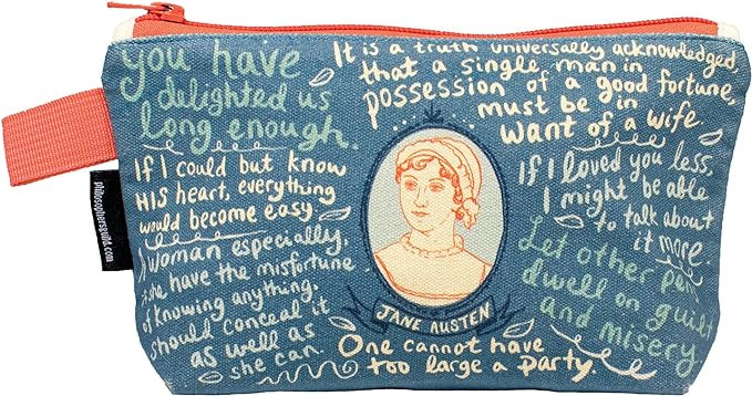 The Unemployed Philosophers Guild Jane Austen Bag - 9" Canvas Zipper Romance Themed Pouch for Pen... | Amazon (US)