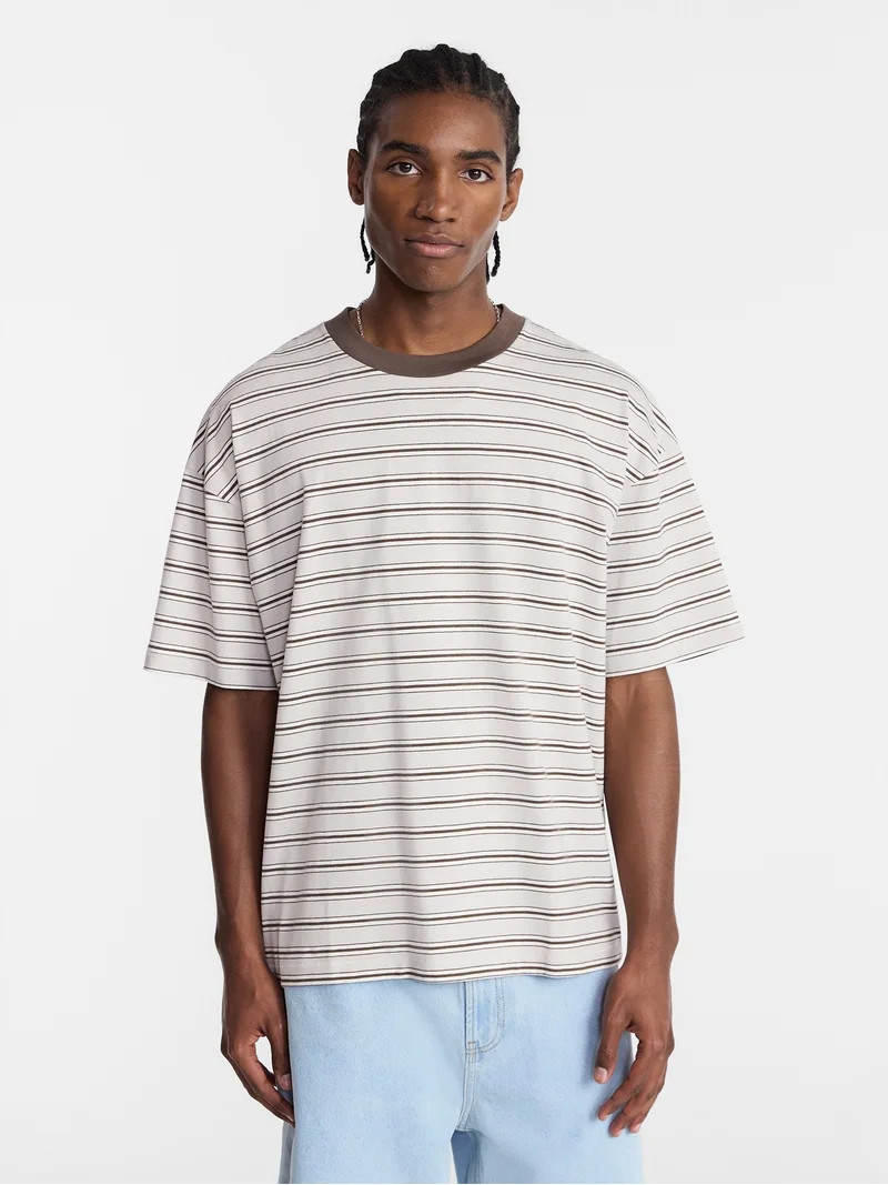 No Boundaries Stripe Pattern Tee with Short Sleeves, Men's XS-4XLT | Walmart (US)