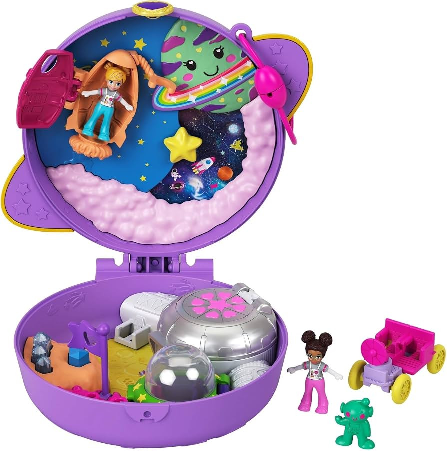 Polly Pocket Playset, Travel Toy with 2 Micro Dolls, Toy Car & Surprise Accessories, Saturn Space... | Amazon (US)