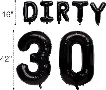Dirty 30th Birthday Decorations for Him and Her - Dirty 30 Balloons Banner Letter Decoration Set,... | Amazon (US)