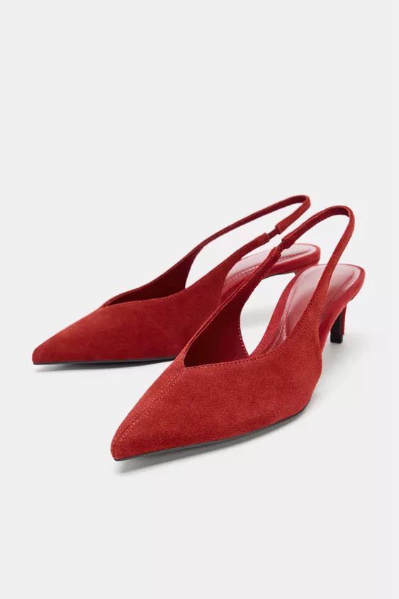 LEATHER SLINGBACK HEELS | Zara US
