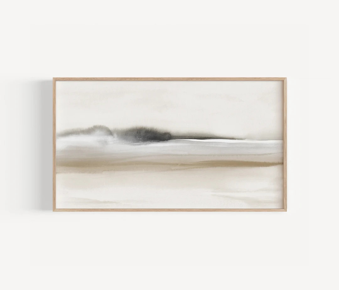 Modern Horizon TV Picture in Neutral Tones, Samsung Frame Tv Art Beige and Black Landscape, Moody... | Etsy (US)