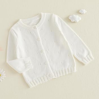 Baby Girls Knit Sweater Long Sleeve Button Down Cozy Fall Winter Solid Cardigan Outerwear for Tod... | Amazon (US)