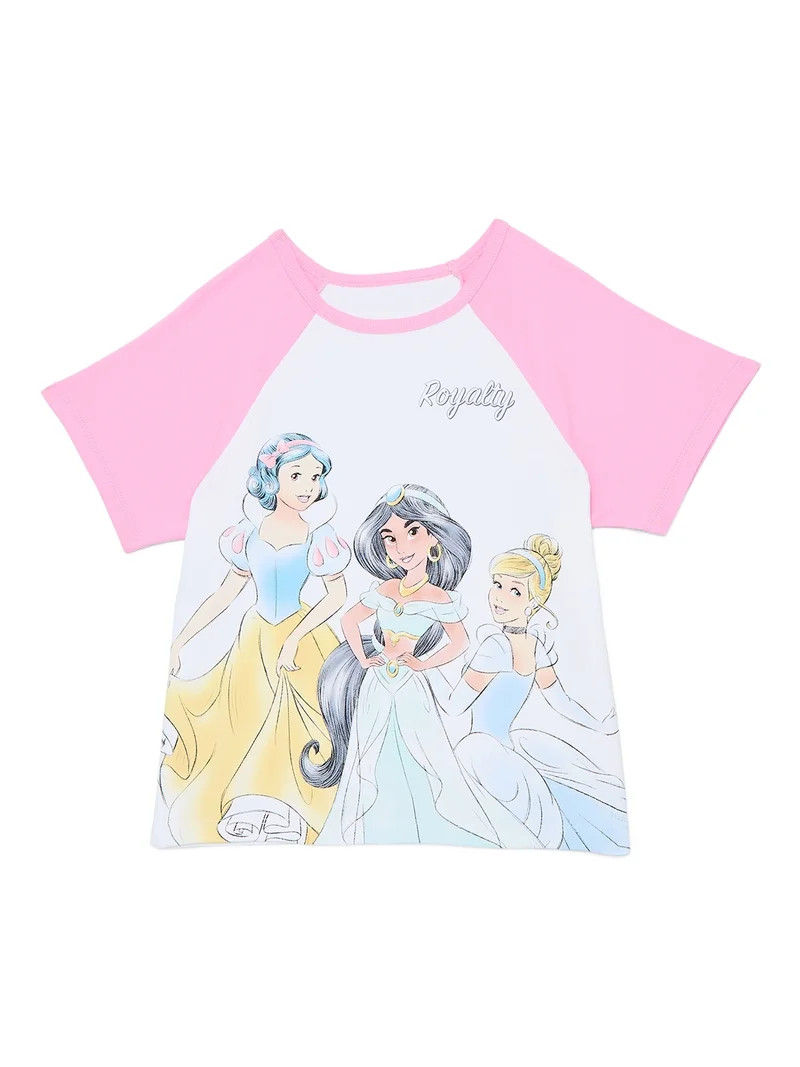Disney Princess Girls Raglan Graphic Tee with Short Sleeves, Sizes 4-16 | Walmart (US)