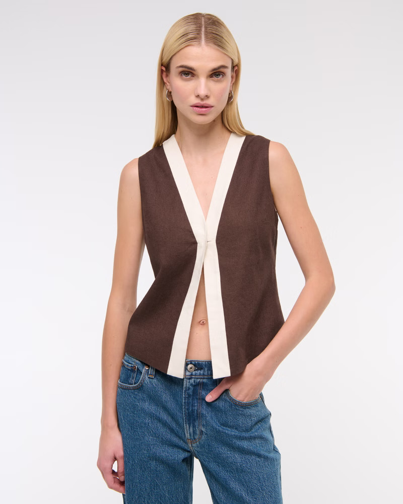Linen-Blend Vest | Abercrombie & Fitch (US)
