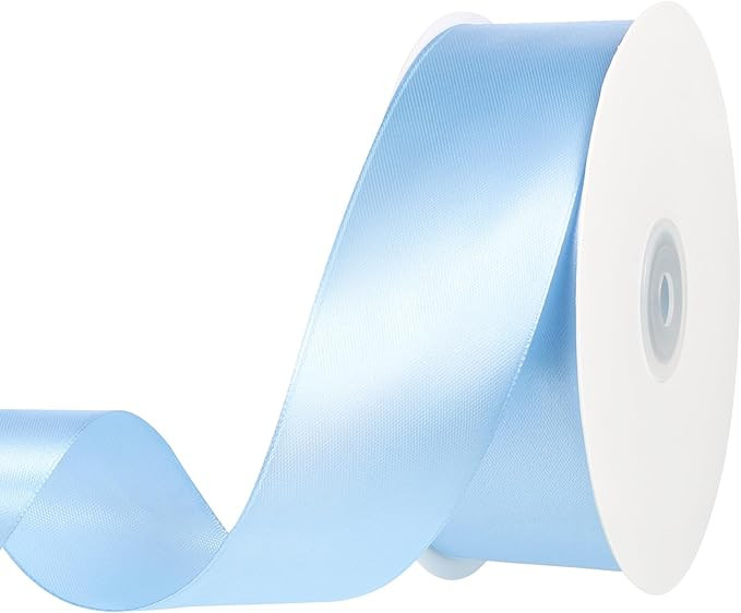Blue Ribbon 1 1/2 Inch 60 Yards Light Baby Blue Satin Ribbon for Baby Bridal Shower Graduation Le... | Amazon (US)