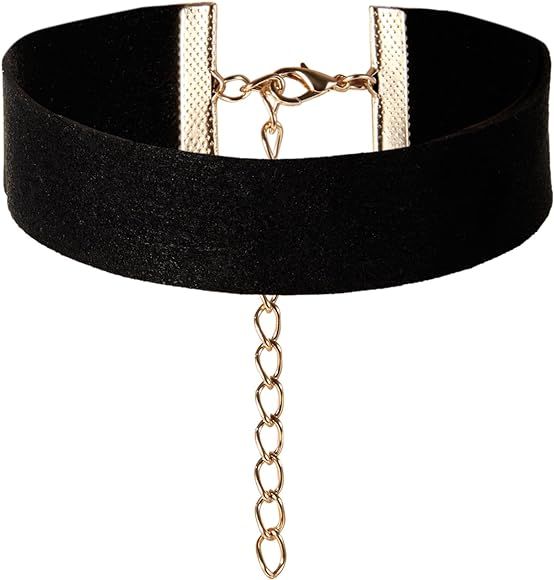 JewelryWe Schmuck Damen Choker Halskette, 18mm / 25mm / 35mm Breite Velvet Spitze Choker Kette Ta... | Amazon (DE)