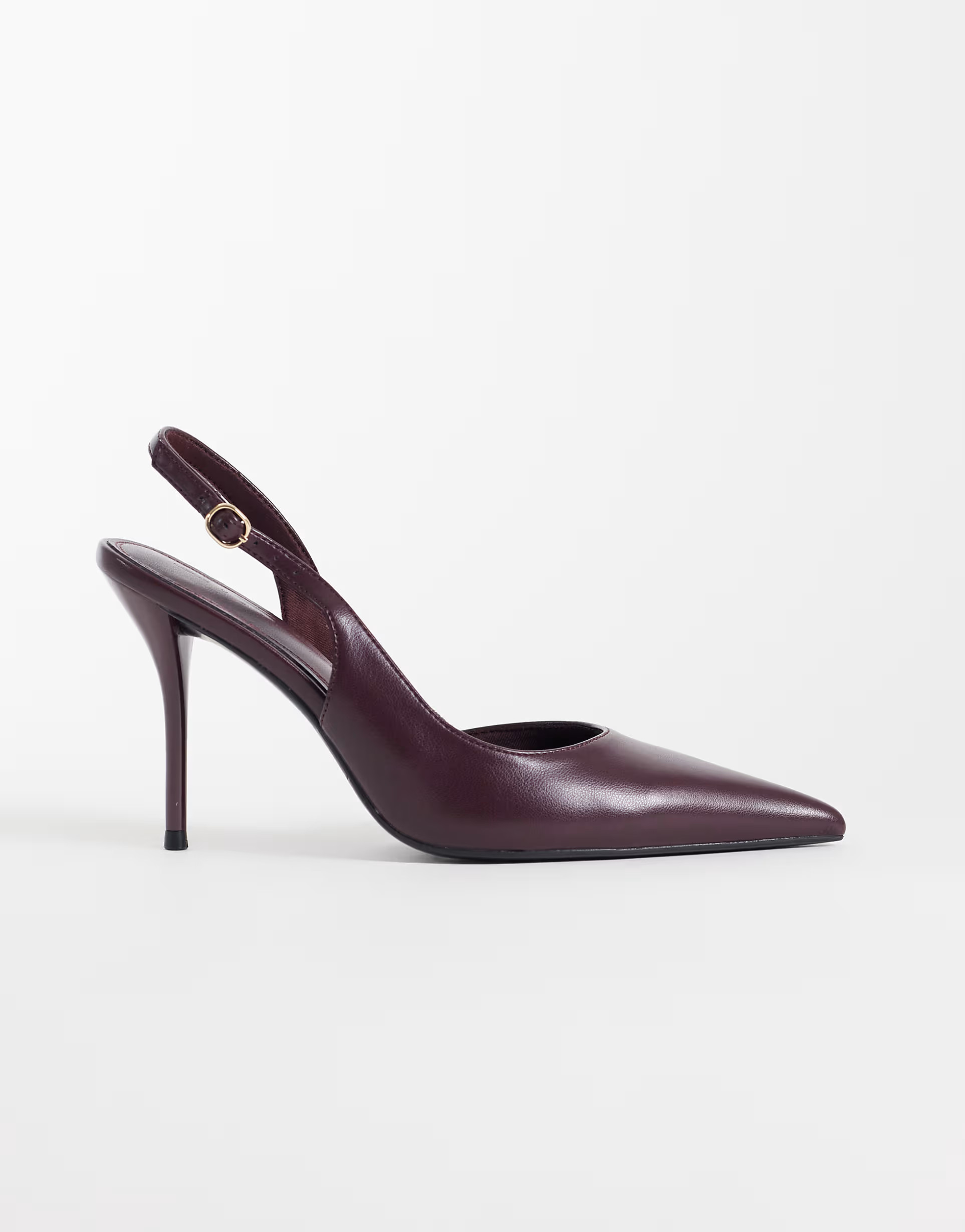 ASOS DESIGN Polo slingback stiletto high heel shoes in burgundy | ASOS (Global)
