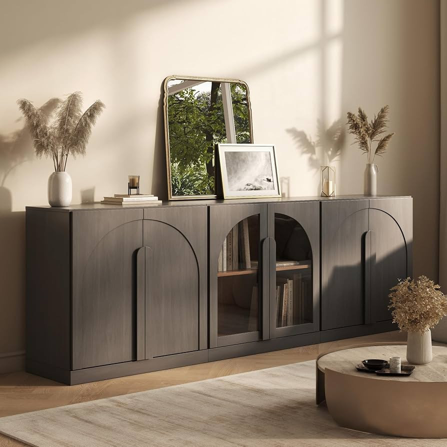 BELLEZE Bijou 3-Piece Modular Sideboard Buffet Cabinet - Ebony | Amazon (US)