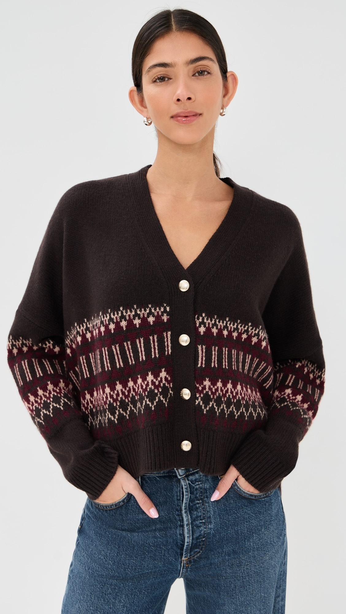 Elliot Boxy Cropped Fair Isle Cashmere Cardigan | Shopbop