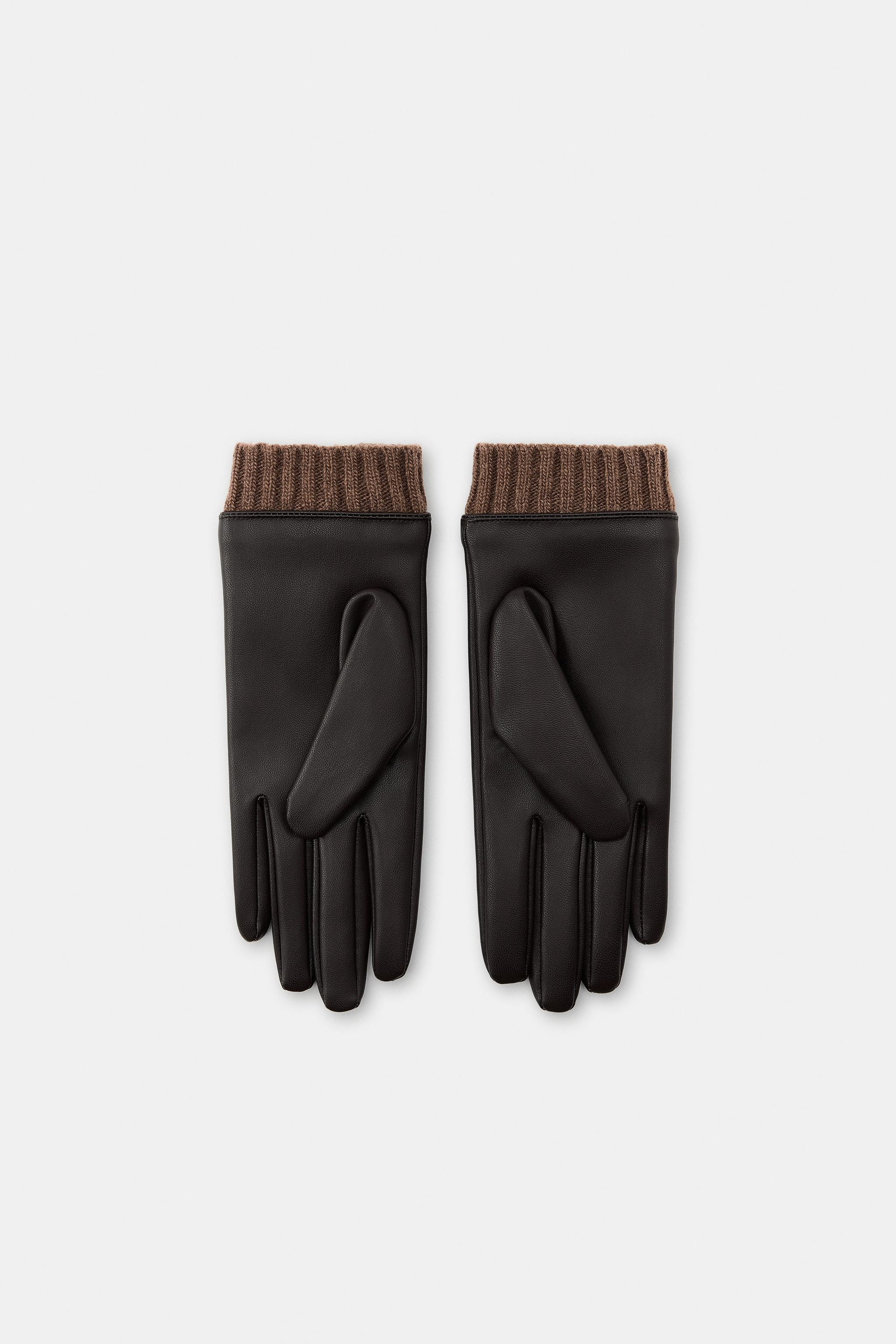 LEATHER EFFECT GLOVES WITH WOOL | Zara UK