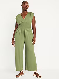 Waist-Defined Shirred Jumpsuit | Old Navy (US)