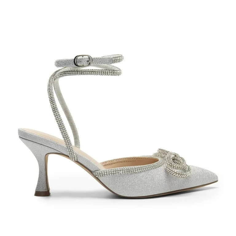 DREAM PAIRS Kitten Heels Rhinestone Bow Ankle Strap Stiletto Pointed Closed Toe Heels for Women P... | Walmart (US)