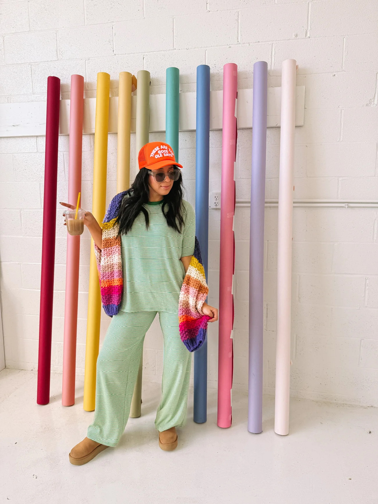 grass is greener striped pants | Etta+East