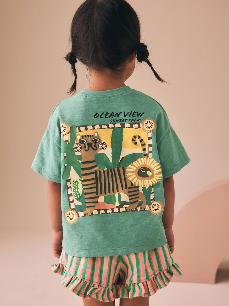 Green Tiger Short Sleeve T-Shirt and Shorts Set (3mths-7yrs) | Next US
