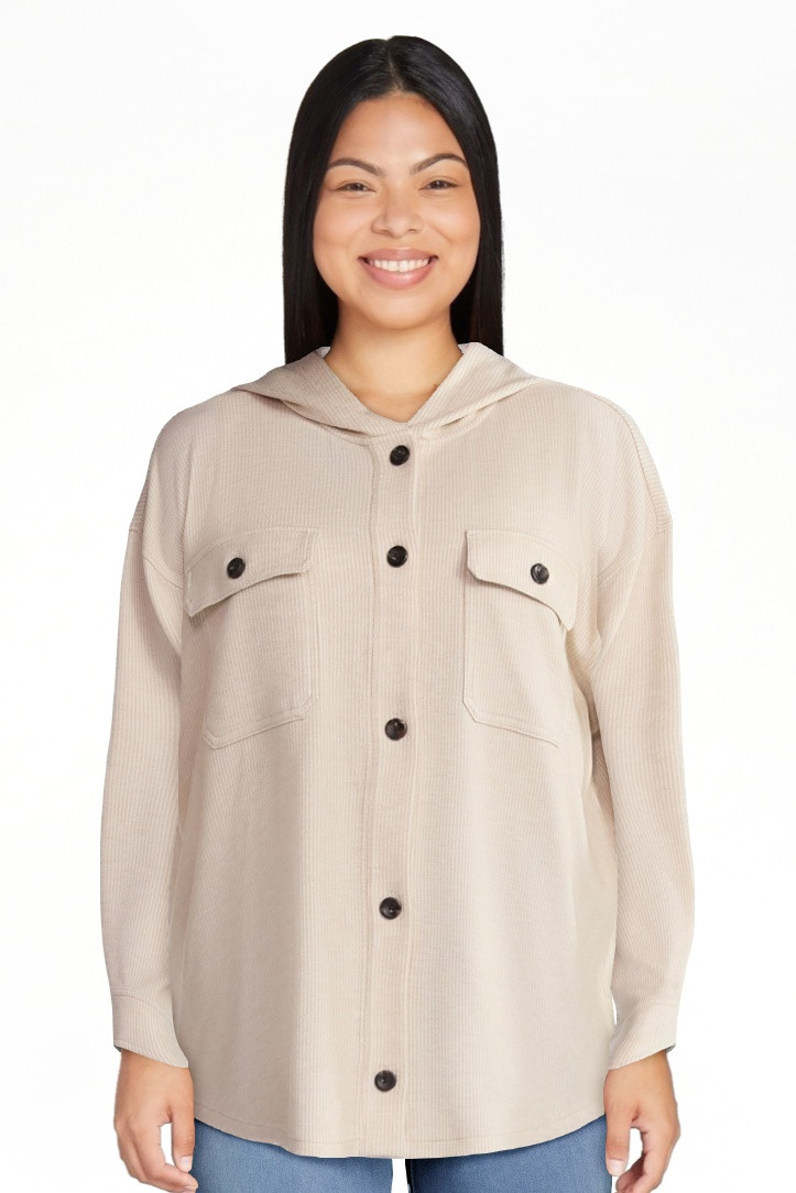 Time and Tru Women's and Women's Plus Ribbed Shirt with Hood, Sizes XS-4X | Walmart (US)