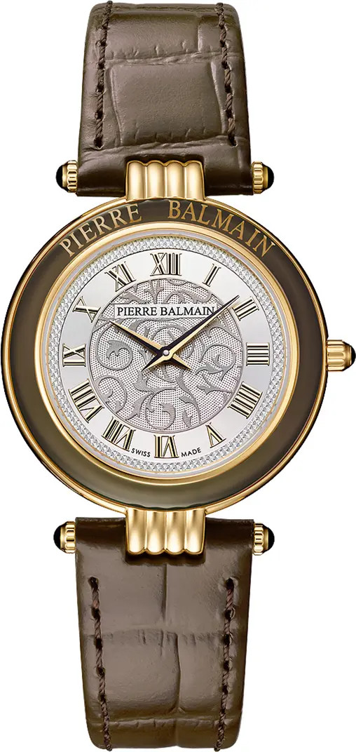 Haute Elegance Leather Strap Watch, 30mm | Nordstrom