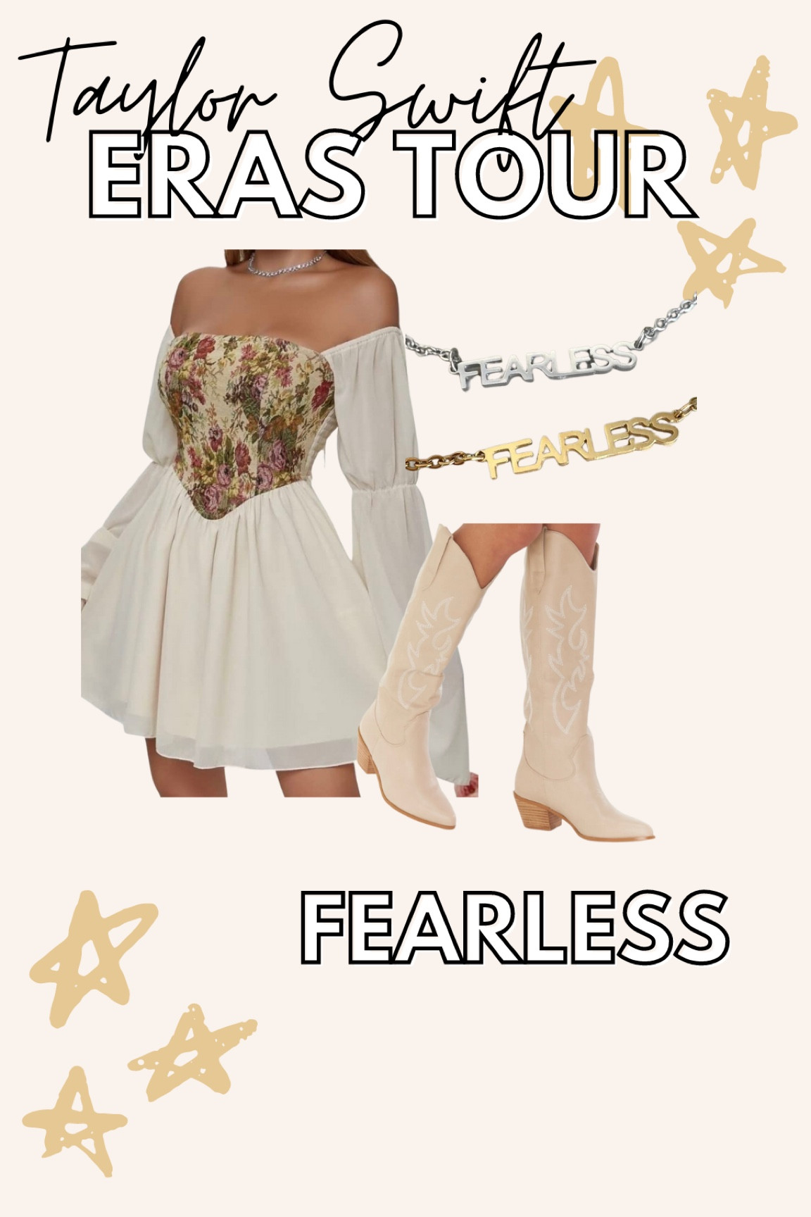 Romeo take me somewhere we can be alone…💛 & maybe bring some TS tickets with you too 😉

I love the vintage romantic Taylor Swift Fearless era vibes for Taylor Swift’s Eras Tour ✨ 

Linked similar necklace choices. The ones pictured are from ResinRina online.✨ She makes the BEST gifts for the Swiftie in your life. I love shopping small when I can! 

#LTKcurves #LTKstyletip #LTKunder100