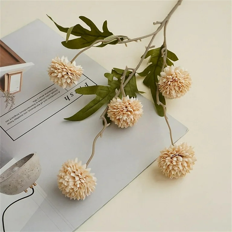 Topboutique 6 Pcs Faux Silk Pompon Mum Artificial Flowers Fake Flower Artificial Dandelion Flower... | Walmart (US)