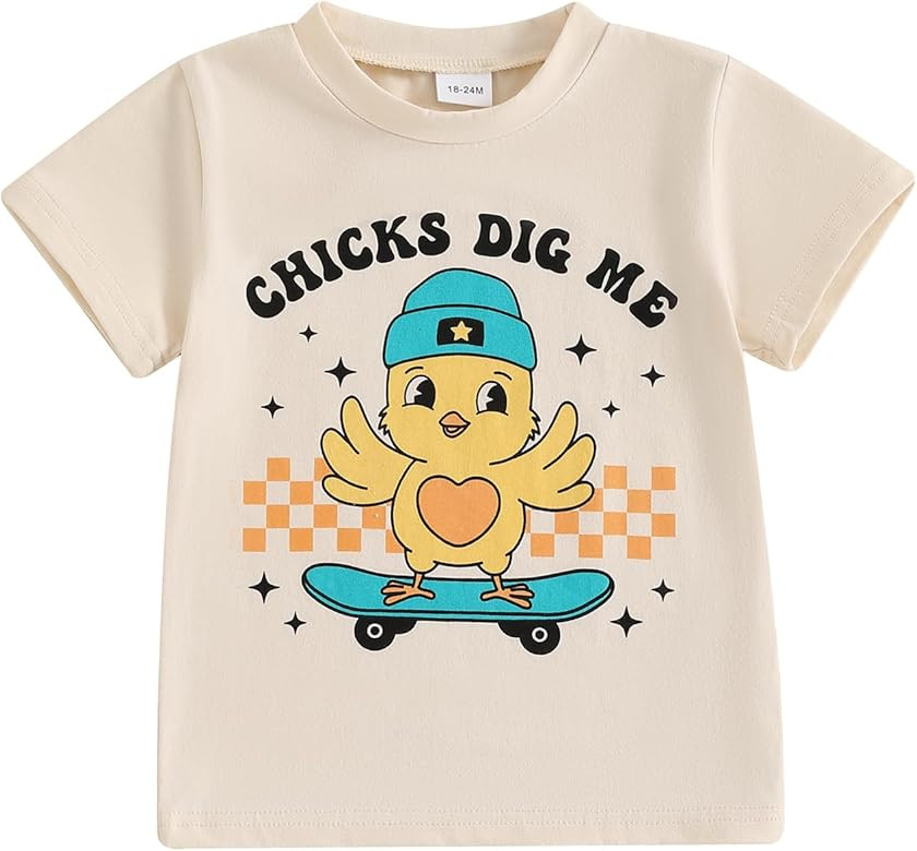 Toddler Boys Girls Cute Bunny Short Sleeve Crew Neck Shirt Top Kids Easter Outfits | Amazon (US)