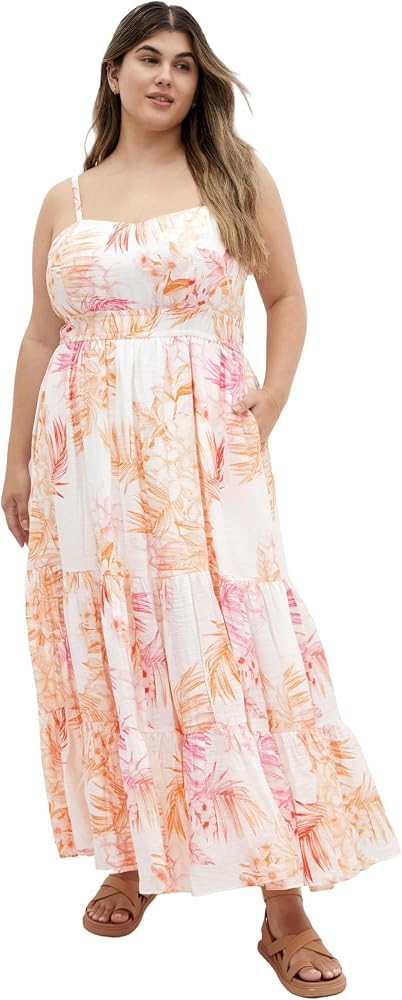 City Chic Women's Plus Size Dress - Kehlani Print Tier Maxi | Amazon (US)