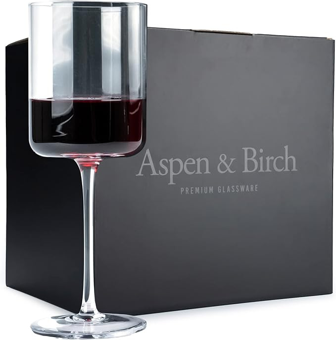 Aspen & Birch - Modern Wine Glasses Set of 4 - Red Wine Glasses or White Wine Glasses, Premium Cr... | Amazon (US)