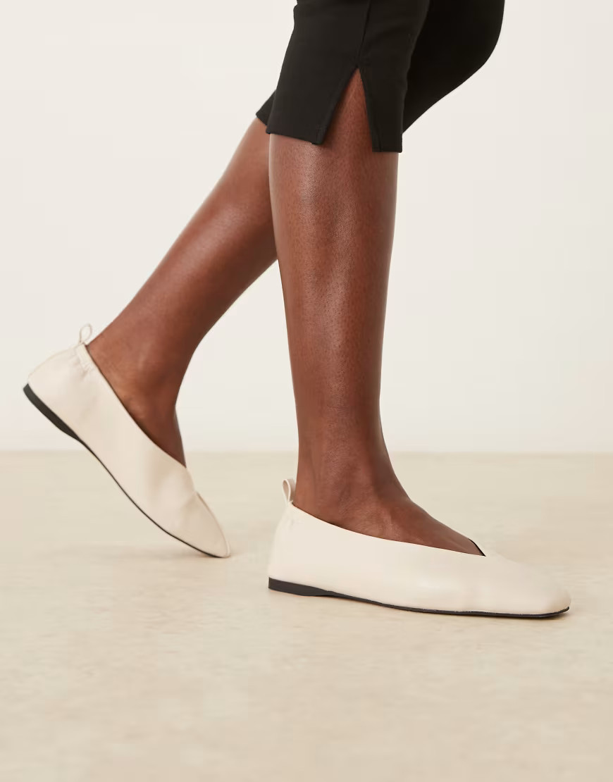 ASOS DESIGN Leslie square toe ballets in off white | ASOS (Global)