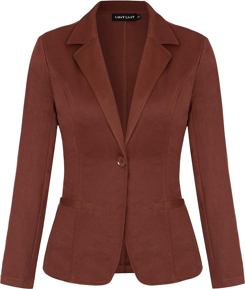MINTLIMIT Women Long Sleeve Button Blazers Work Casual Office Notch Lapel Business Open Front Bla... | Amazon (US)