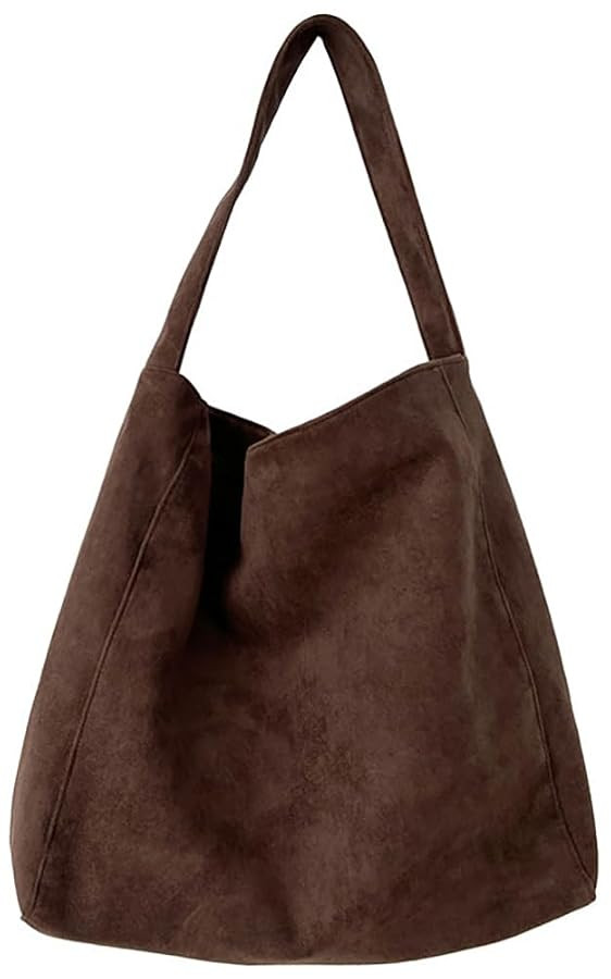 Large Suede Tote Bag For Women Slouchy Shoulder Bags Suede Purses Women’s Satchel Bag Work Hand... | Amazon (US)