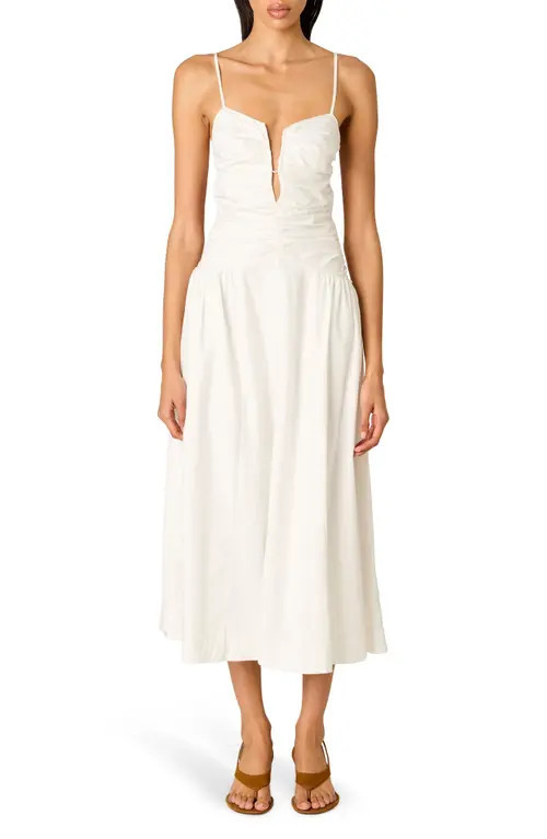 Nia Sawtelle Sleeveless Cotton Midi Dress in White at Nordstrom, Size Large | Nordstrom