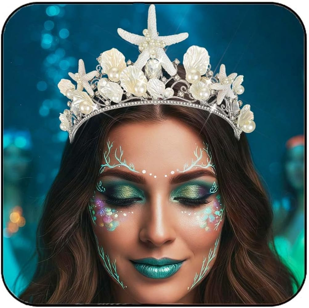 Unicra Mermaid Crown Starfish Tiara Silver Seashell Headband Beach Wedding Hair Accessories for Women | Amazon (US)