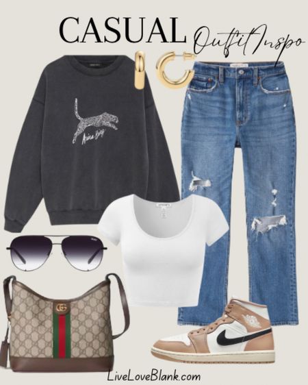 Casual everyday outfit idea
Abercrombie jeans
Anine Bing sweatshirt
Gucci bag
Amazon crop top
Quay sunglasses
Nike sneakers on sale for $80 with code CELEBRATE
#ltku

#LTKfindsunder100 #LTKsalealert #LTKstyletip