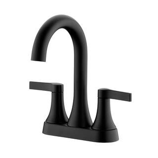 LUXIER 4 in. Centerset 2-Handle Bathroom Faucet in Matte Black MSC11-TM - The Home Depot | The Home Depot