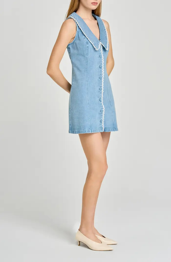 Betsy Lace Trim Sleeveless Denim Minidress | Nordstrom