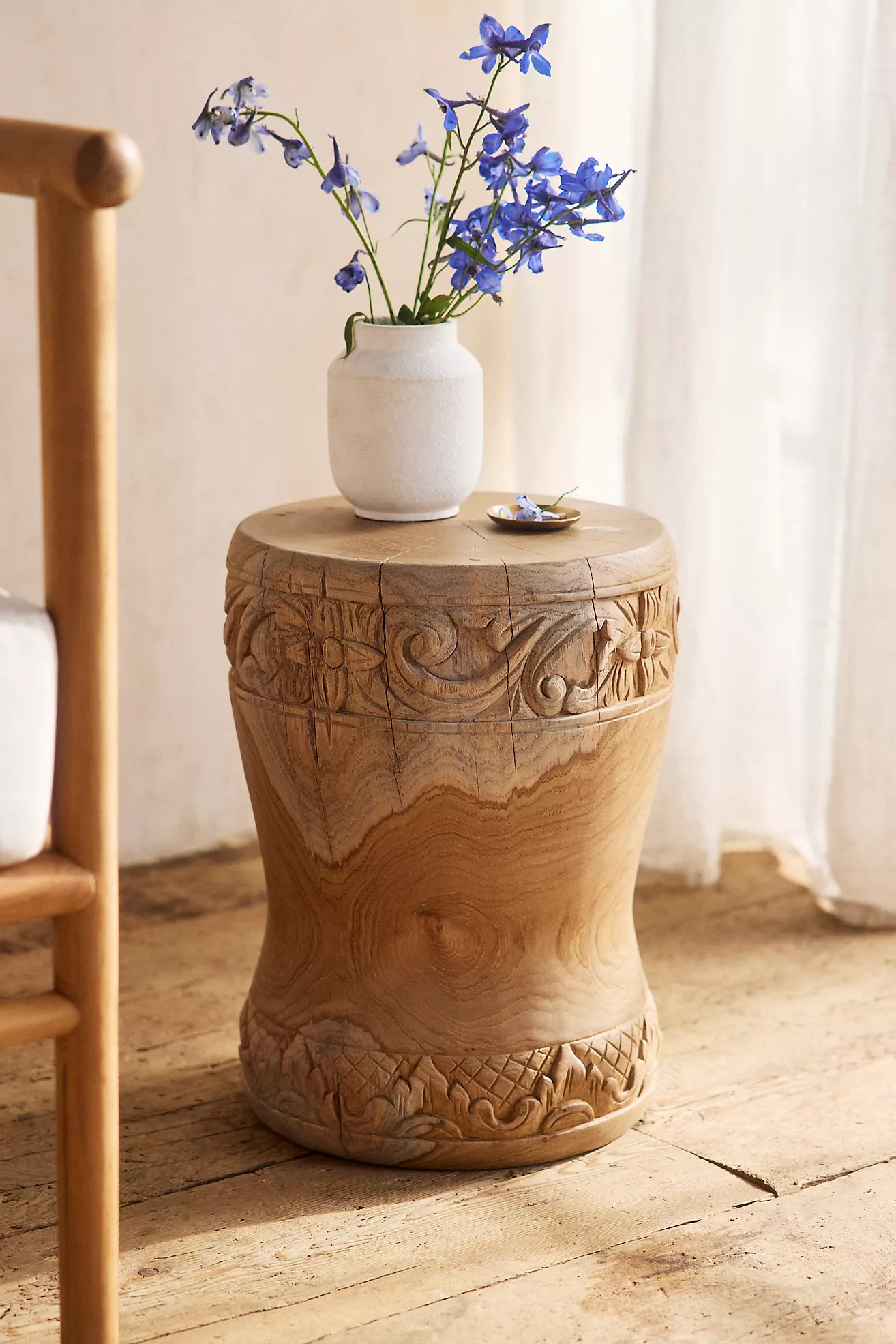 Carved Teak Stool | Terrain