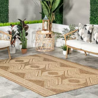 Rugs USA Light Brown Tucana Iris Totem Indoor/Outdoor Flatweave rug - Contemporary Rectangle 5' x 8' | Rugs USA