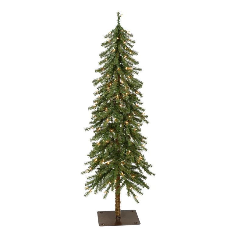 Pre-Lit 5' Alpine Artificial Christmas Tree with 150 Lights, Green | Walmart (US)