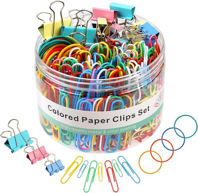 300 Pcs Paper Clips, Binder Clips and Rubber Bands, Office Supply Set, Paper Clips and Paper Clam... | Amazon (US)