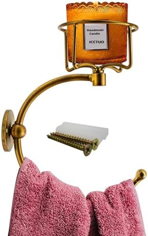 Hand Towel Holder with Vintage Candle Holder for Wall, Towel Hook for Bathroom Wall, Rustic Towel... | Amazon (US)
