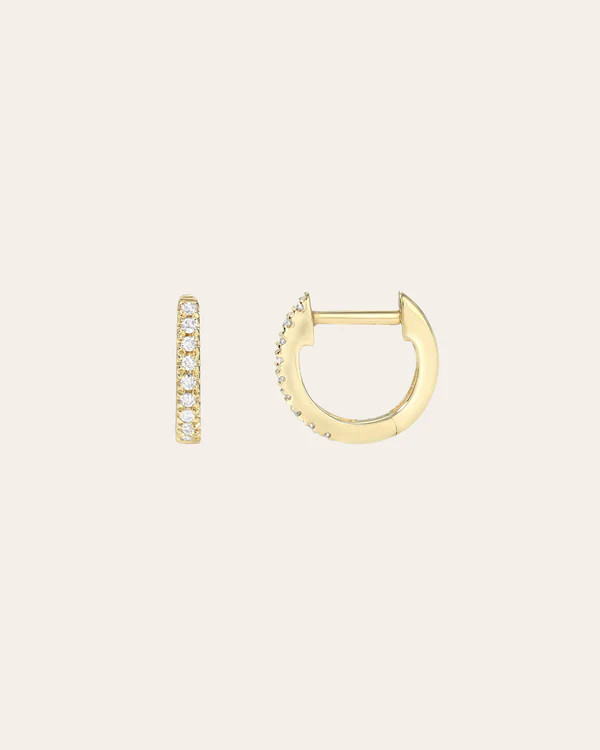 Mini Diamond Huggie Earrings | Zoe Lev Jewelry