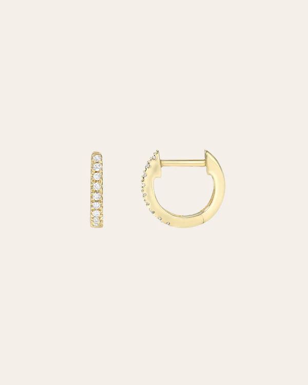 Mini Diamond Huggie Earrings | Zoe Lev Jewelry